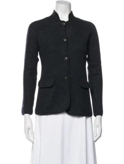 Pre-owned Ann Mashburn Merino Wool Blazer In Blue