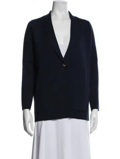 Pre-owned Ann Mashburn Merino Wool Blazer In Blue