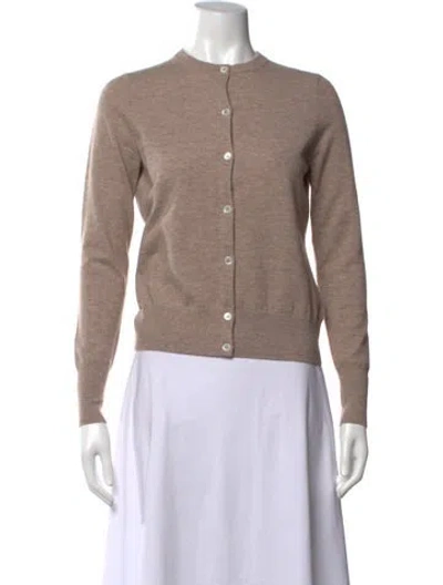 Pre-owned Ann Mashburn Merino Wool Crew Neck Sweater In Brown
