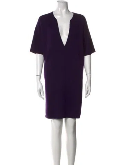 Pre-owned Ann Mashburn Merino Wool Knee-length Dress In Purple