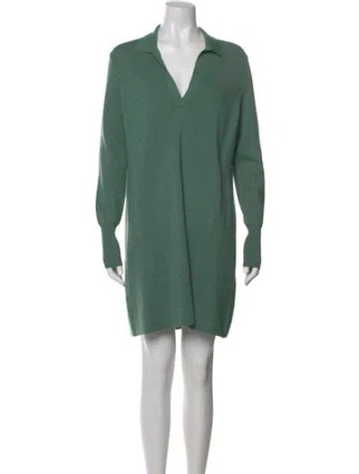 Pre-owned Ann Mashburn Merino Wool Mini Dress In Green