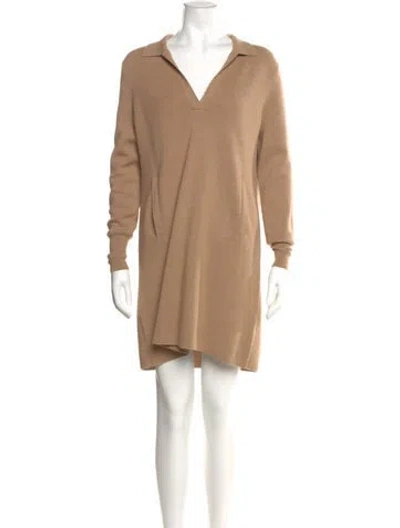 Pre-owned Ann Mashburn Merino Wool Mini Dress In Neutral