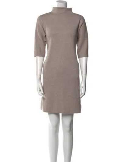 Pre-owned Ann Mashburn Merino Wool Mini Dress In Neutral