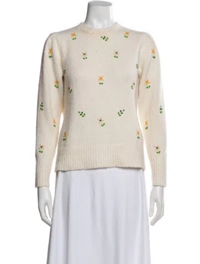 Pre-owned Ann Mashburn Merino Wool Printed Sweater In Neutral