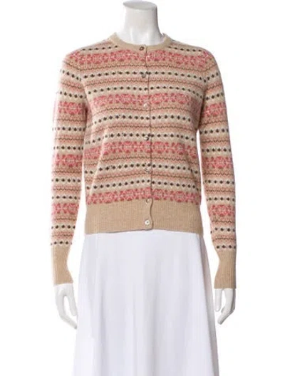 Pre-owned Ann Mashburn Merino Wool Striped Sweater W/ Tags In Neutral