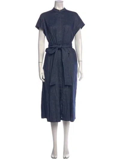 Pre-owned Ann Mashburn Midi Length Dress In Blue