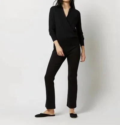 Ann Mashburn Mika Surplice Sweater In Black Cashmere In Multi