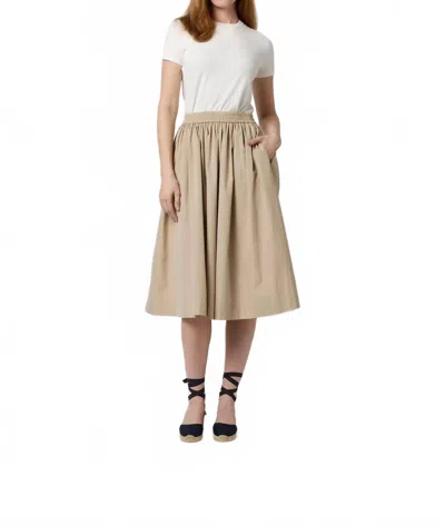 Ann Mashburn Miranda Midi Skirt In Stone Poplin In Neutral
