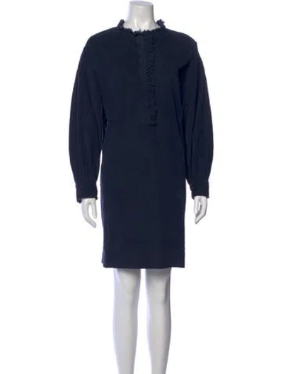 Pre-owned Ann Mashburn Mock Neck Knee-length Dress In Blue