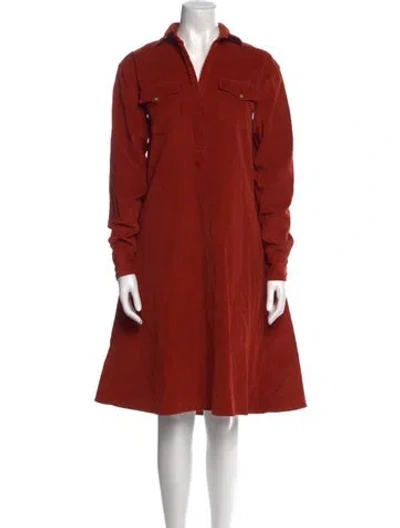 Pre-owned Ann Mashburn Mock Neck Knee-length Dress In Brown