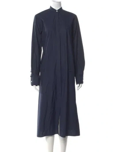 Pre-owned Ann Mashburn Mock Neck Long Dress In Blue
