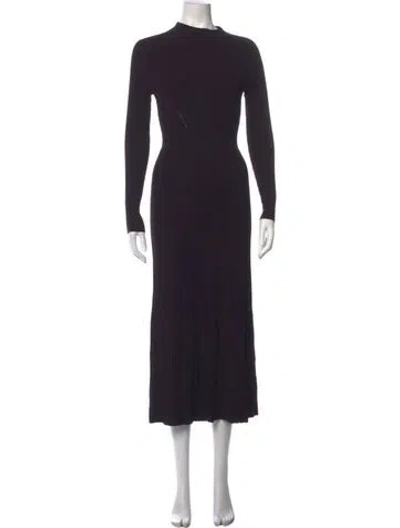Pre-owned Ann Mashburn Mock Neck Long Dress In Blue
