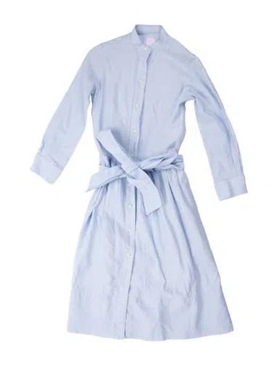 Pre-owned Ann Mashburn Mock Neck Midi Length Dress In Blue