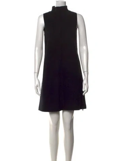 Pre-owned Ann Mashburn Mock Neck Mini Dress In Black