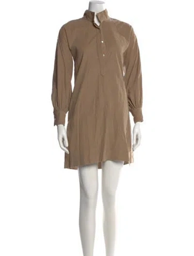 Pre-owned Ann Mashburn Mock Neck Mini Dress In Neutral