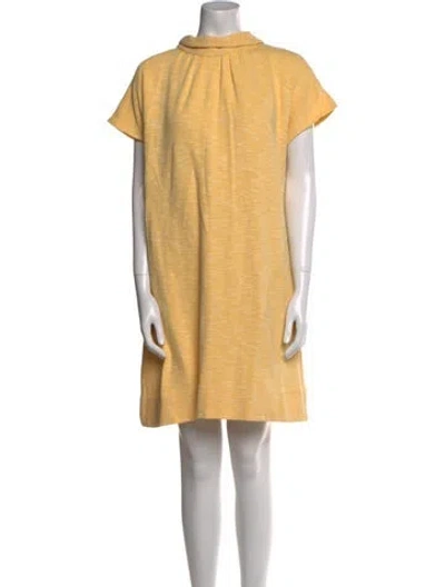 Pre-owned Ann Mashburn Mock Neck Mini Dress In Yellow