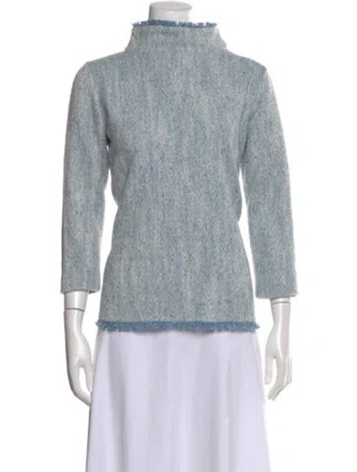 Pre-owned Ann Mashburn Mock Neck Sweater In Blue