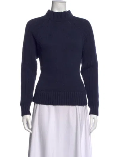 Pre-owned Ann Mashburn Mock Neck Sweater In Blue