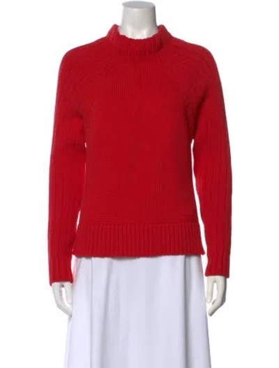 Pre-owned Ann Mashburn Mock Neck Sweater In Red