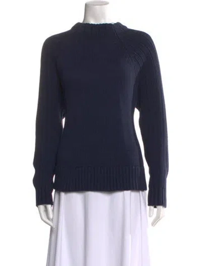 Pre-owned Ann Mashburn Mock Neck Sweater W/ Tags In Blue