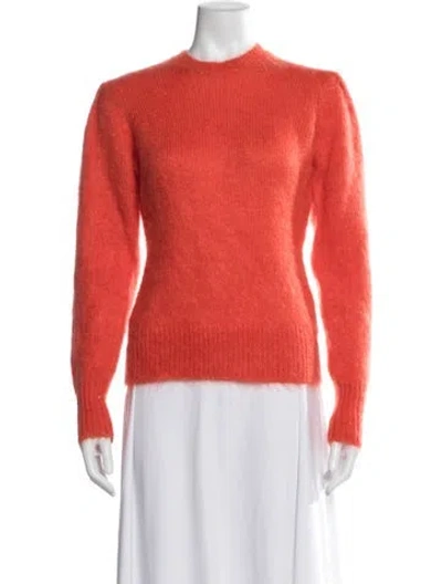 Pre-owned Ann Mashburn Mohair Crew Neck Sweater In Orange