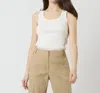 Ann Mashburn Nia Shell Ribbed Tank Top In Chalk Ice Cotton
