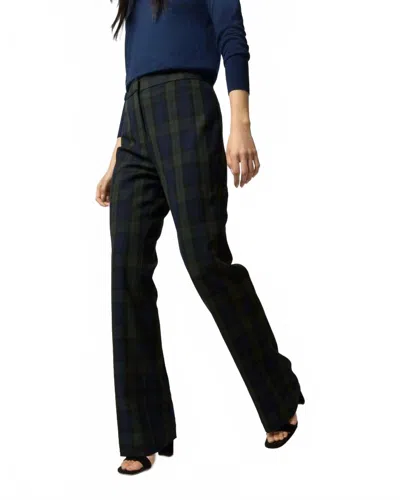 Ann Mashburn Norah Flare Plaid Pant In Navy/green