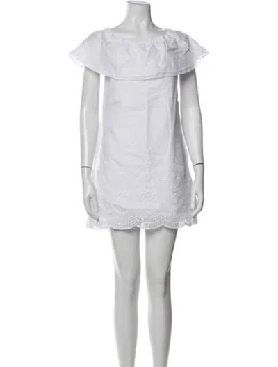 Pre-owned Ann Mashburn Off-the-shoulder Mini Dress In White