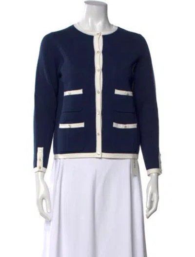 Pre-owned Ann Mashburn Open Front Sweater In Blue