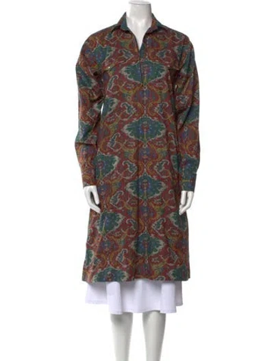 Pre-owned Ann Mashburn Paisley Print Knee-length Dress In Red