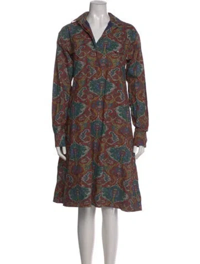 Pre-owned Ann Mashburn Paisley Print Knee-length Dress In Red
