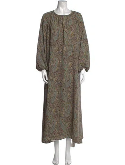 Pre-owned Ann Mashburn Paisley Print Long Dress W/ Tags In Multi