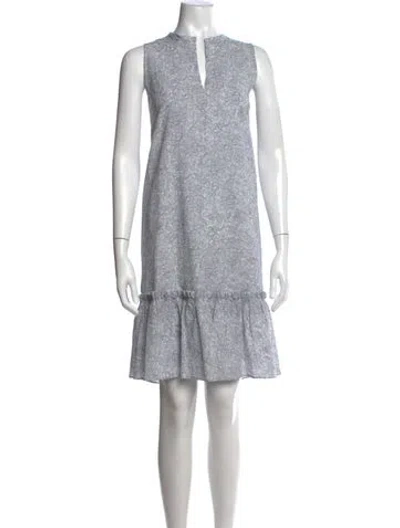 Pre-owned Ann Mashburn Paisley Print Mini Dress In Blue/white