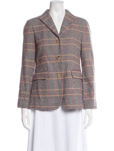 Pre-owned Ann Mashburn Plaid Print Blazer In Multi