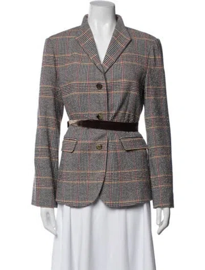 Pre-owned Ann Mashburn Plaid Print Blazer In Multicolor