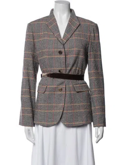 Pre-owned Ann Mashburn Plaid Print Blazer In Multicolor