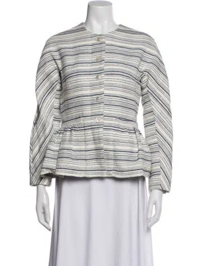 Pre-owned Ann Mashburn Plaid Print Jacket In Blue