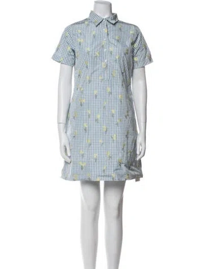 Pre-owned Ann Mashburn Plaid Print Mini Dress W/ Tags In Blue