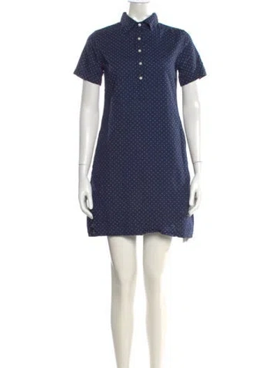Pre-owned Ann Mashburn Polka Dot Print Mini Dress In Blue