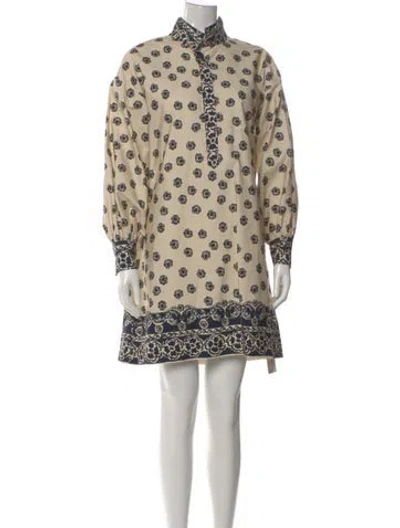Pre-owned Ann Mashburn Polka Dot Print Mini Dress In Neutral