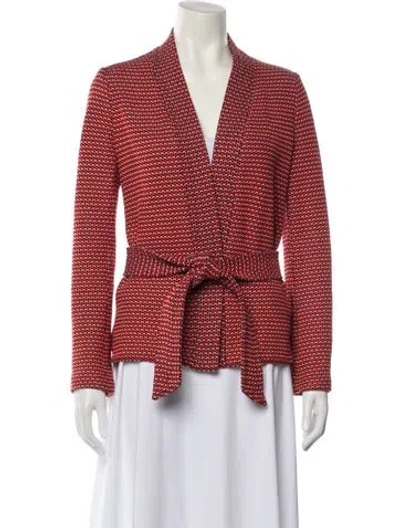 Pre-owned Ann Mashburn Printed Blazer In Red