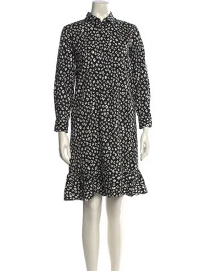 Pre-owned Ann Mashburn Printed Knee-length Dress In Black