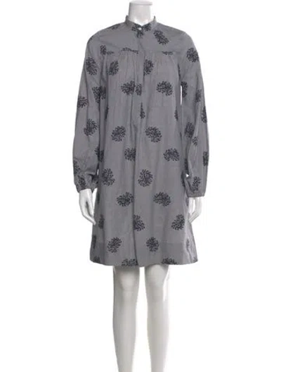Pre-owned Ann Mashburn Printed Knee-length Dress In Blue