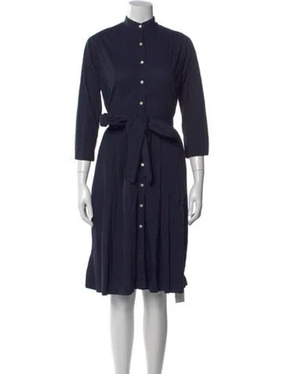 Pre-owned Ann Mashburn Printed Knee-length Dress In Blue
