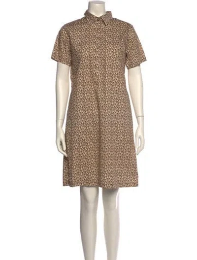 Pre-owned Ann Mashburn Printed Knee-length Dress In Neutral