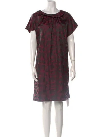 Pre-owned Ann Mashburn Printed Knee-length Dress In Purple