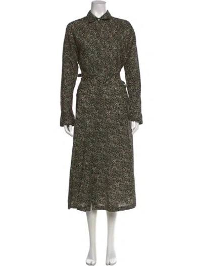 Pre-owned Ann Mashburn Printed Long Dress In Neutral