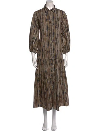 Pre-owned Ann Mashburn Printed Long Dress In Neutral