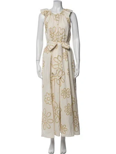 Pre-owned Ann Mashburn Printed Long Dress In Neutral