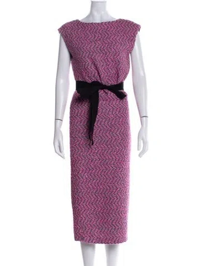 Pre-owned Ann Mashburn Printed Long Dress In Pink